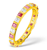 Olivia 18k Gold Ruby 0.65ct And H/si 0.5ct Diamond Eternity Ring