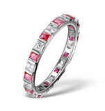 Ruby 0.65ct And G/vs Diamond 18kw Gold Eternity Ring