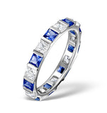 Sapphire 1.30ct And Diamond 18k White Gold Eternity Ring  Hg42-422ujuy
