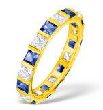 Olivia 18k Gold Sapphire 1.30ct And H/si 1ct Diamond Eternity Ring