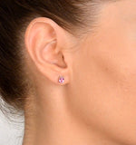 Pink Sapphire 5 X 4mm 18k White Gold Earrings