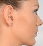 Pink Sapphire 5 X 4mm 18k White Gold Earrings