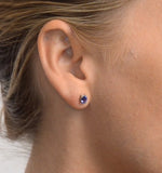 Tanzanite 5 X 4mm 18k White Gold Earrings