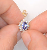 Tanzanite 6 X 4mm And Diamond 18k Gold Earrings  Feg25-v