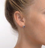 Tanzanite 6 X 4mm And Diamond 18k Gold Earrings  Feg25-v