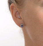 Tanzanite 6 X 4mm And Diamond 18k Gold Earrings  Feg25-v