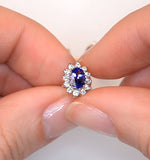 Tanzanite 6 X 4mm And Diamond 18k Yellow Gold Earrings