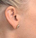Pink Sapphire 6 X 4mm And Diamond 18k Yellow Gold Earrings Feg28-ru