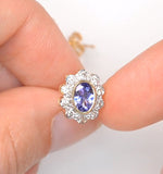 Tanzanite 6 X 4mm And Diamond 18k Gold Earrings