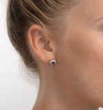 Tanzanite 6 X 4mm And Diamond 18k Gold Earrings