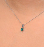Emerald 5 X 4mm 18k White Gold Pendant Necklace
