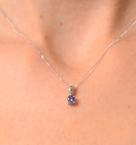 Tanzanite 5 X 4mm 18k White Gold Pendant Necklace