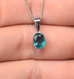 Emerald 7 X 5mm 18k White Gold Pendant Necklace