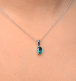 Emerald 7 X 5mm 18k White Gold Pendant Necklace