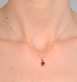 Ruby 7 X 5mm 18k Yellow Gold Pendant Necklace