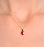 Ruby 7 X 5mm 18k Yellow Gold Pendant Necklace