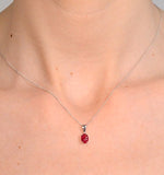 Ruby 7 X 5mm 18k White Gold Pendant Necklace