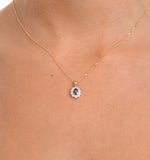 Tanzanite 6 X 4mm And Diamond 18k Yellow Gold Pendant Necklace