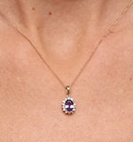 Tanzanite 7 X 5mm And Diamond 18k Yellow Gold Pendant Necklace