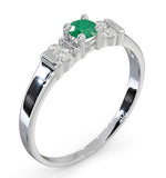 Emerald 3.75mm And Diamond 9k White Gold Ring
