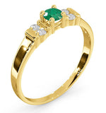 Emerald 3.75mm And Diamond 9k Gold Ring