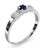 Sapphire 3.75mm And Diamond 9k White Gold Ring