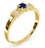 Kanchan Sapphire 3.75mm And Diamond 9k Gold Ring