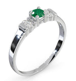 Emerald 3.75mm And Diamond 18k White Gold Ring