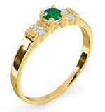 Emerald 3.75mm And Diamond 18k Gold Ring