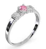 Pink Sapphire And 0.10ct Diamond Ring 9k White Gold