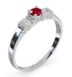 Ruby 3.75mm And Diamond 18k White Gold Ring