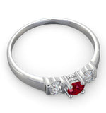 Ruby 3.75mm And Diamond 18k White Gold Ring