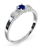 Sapphire 3.75mm And Diamond 18k White Gold Ring