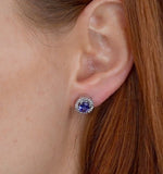 Tanzanite 7 X 5mm And Diamond 18k White Gold Earrings