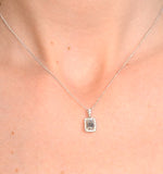 Ella 18k White Gold Diamond Emerald Cut Pendant 0.70ct H/si