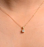 18k Gold Princess Cut Diamond Pendant Necklace 0.25ct H/si