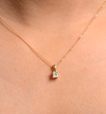18k Gold Princess Cut Diamond Pendant Necklace 0.25ct G/vs