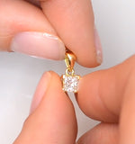 18k Gold Princess Cut Diamond Pendant Necklace 0.33ct H/si