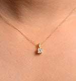 18k Gold Princess Cut Diamond Pendant Necklace 0.33ct H/si