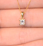 18k Gold Princess Cut Diamond Pendant Necklace 0.33ct G/vs