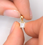 18k Gold Princess Cut Diamond Pendant Necklace 0.33ct G/vs