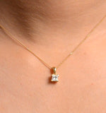 18k Gold Princess Cut Diamond Pendant Necklace 0.50ct H/si
