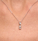 Alice Emerald Cut 18k White Gold Diamond Pendant Necklace 0.25ct H/si