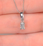 Alice Emerald Cut 18k White Gold Diamond Pendant Necklace 0.25ct G/vs