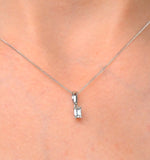 Alice Emerald Cut 18k White Gold Diamond Pendant Necklace 0.25ct G/vs