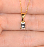 Alice Emerald Cut 18k Gold Diamond Pendant Necklace 0.33ct H/si