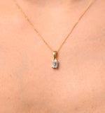 Alice Emerald Cut 18k Gold Diamond Pendant Necklace 0.33ct H/si