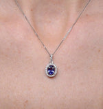 Tanzanite 7 X 5mm And Diamond 18k White Gold Pendant Necklace