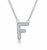 Initial 'f' Necklace Diamond Encrusted Pave Set In 9k White Gold