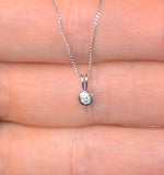 Solitaire Pendant Necklace 0.05ct Diamond 9k White Gold